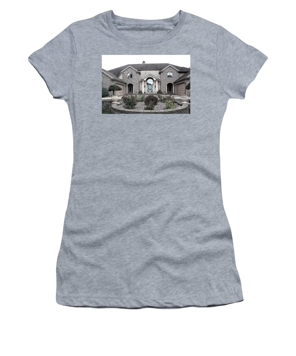Home Women's T-Shirt featuring the photograph Grove Two Home Color Sketch by Reynold Jay