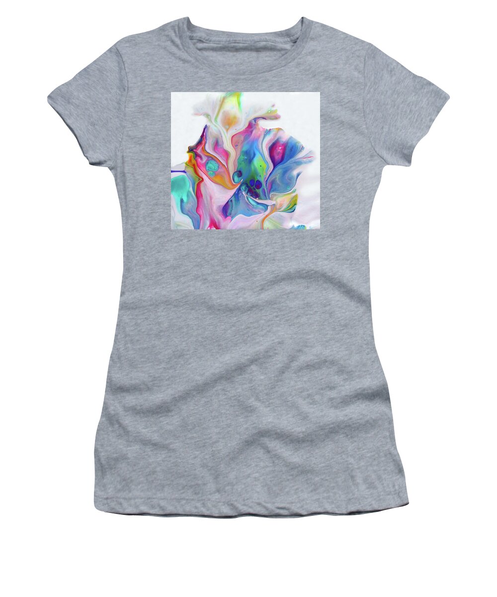 Colorful Abstract Women's T-Shirt featuring the painting Growing 1 by Deborah Erlandson