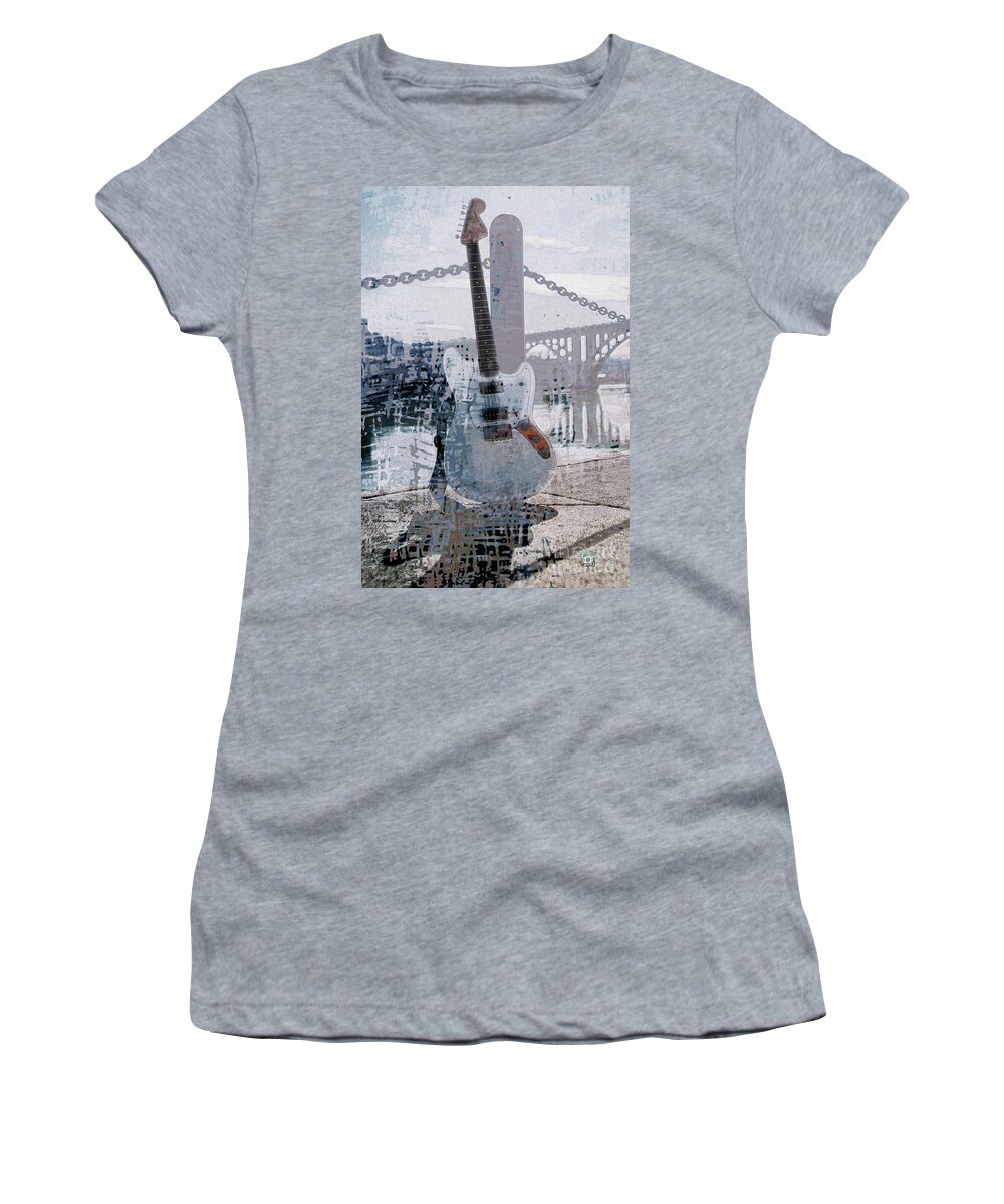 Guitar Women's T-Shirt featuring the digital art Guitar by the River by Deb Nakano