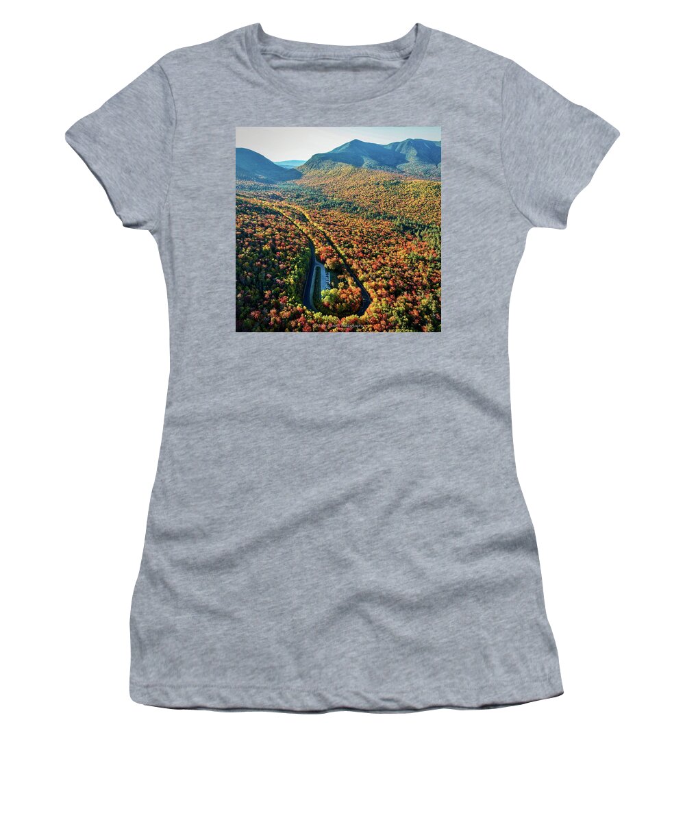  Women's T-Shirt featuring the photograph Hairpin turn on the Kancamagus by John Gisis