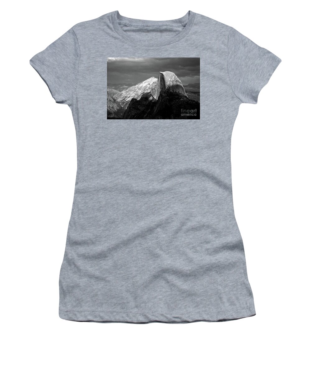 Yosemite Women's T-Shirt featuring the photograph Half Dome Yosemite Award Winner BW by Chuck Kuhn