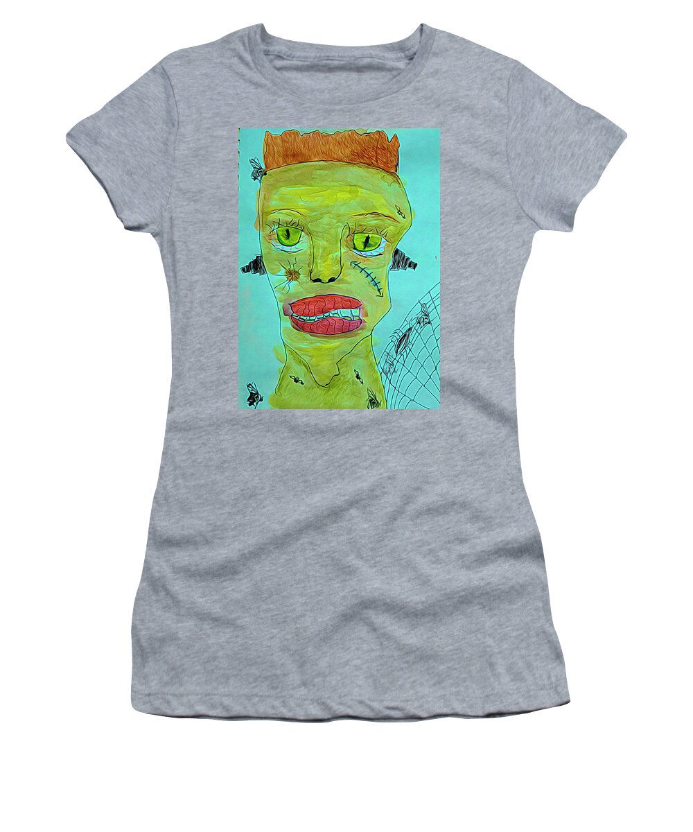 Monster Women's T-Shirt featuring the mixed media Halloween is my favorite holiday by Cathy Anderson