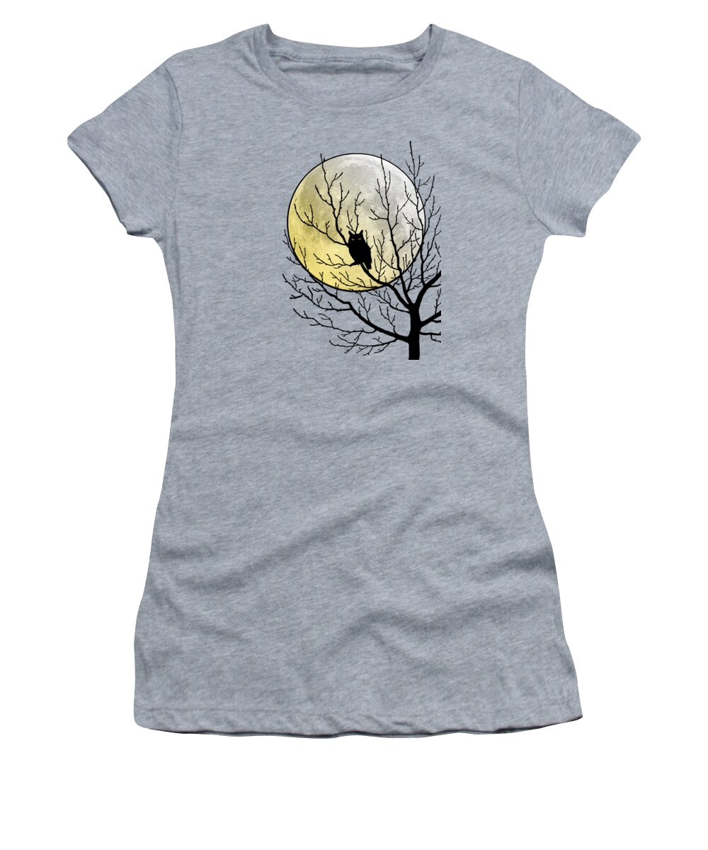 Owl Women's T-Shirt featuring the digital art Halloween owl in a tree by Madame Memento