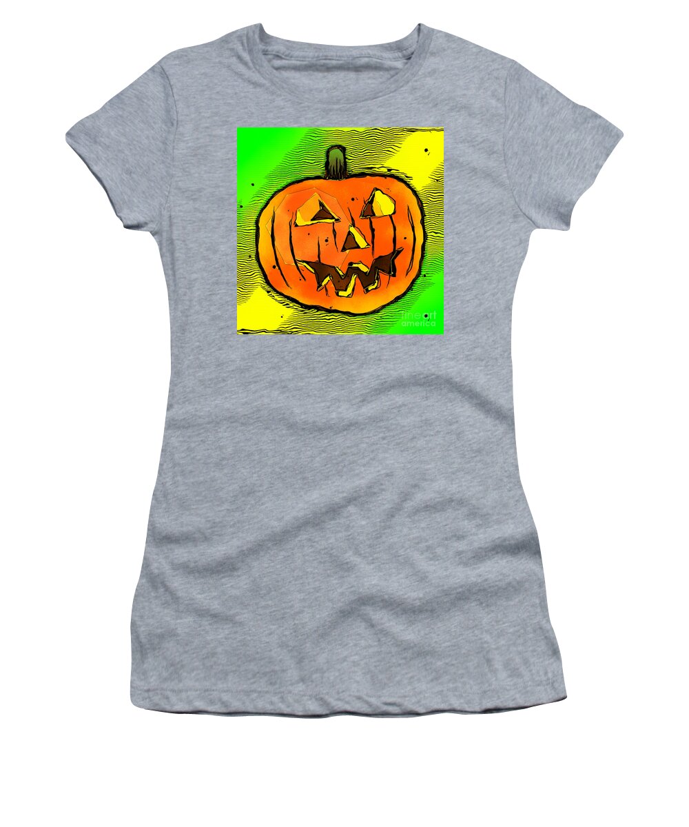Halloween Women's T-Shirt featuring the digital art Halloween Pumpkin by Phil Perkins