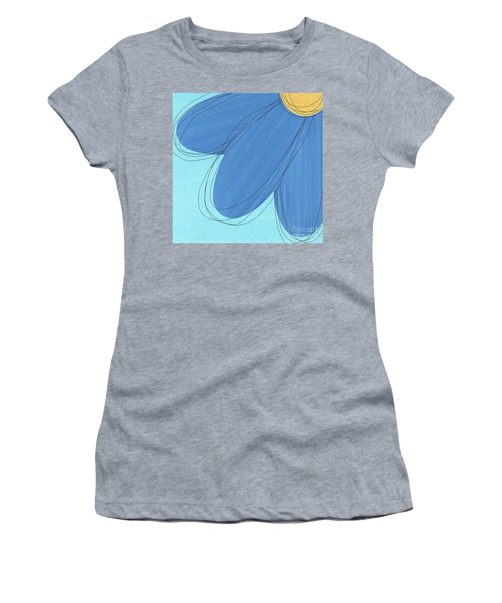 Watercolor Floral Women's T-Shirt featuring the mixed media Happy Blue Flower Abstract by Donna Mibus