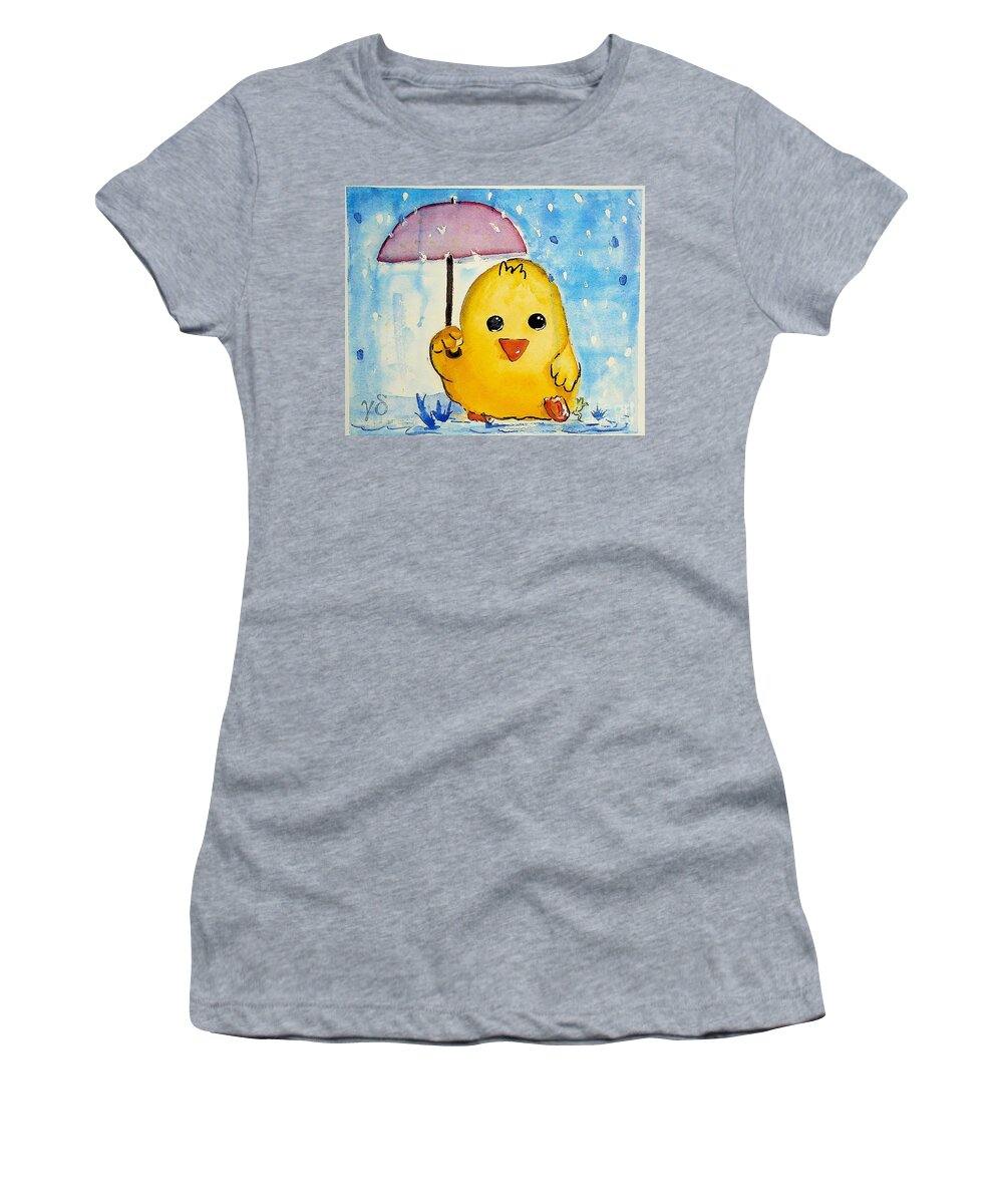 Happy Women's T-Shirt featuring the painting Happy Duckie Spring by Valerie Shaffer
