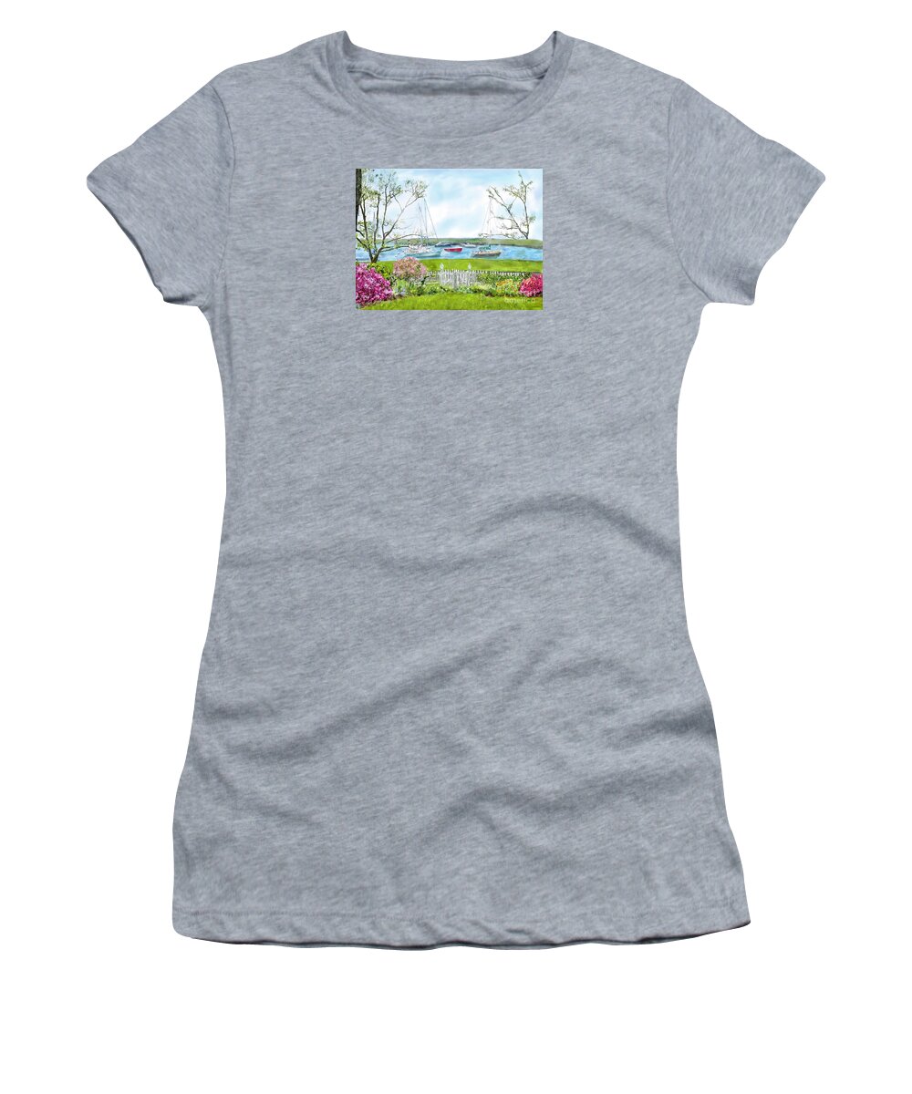 Harbor Women's T-Shirt featuring the painting Harbor Road by Beth Saffer