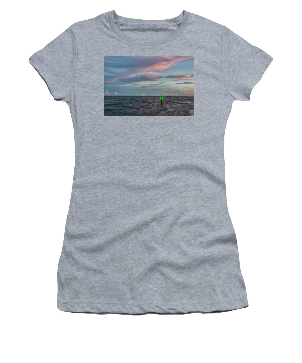 Sunset Women's T-Shirt featuring the photograph Harkers Island Sunset on Friday the 13th by Bob Decker
