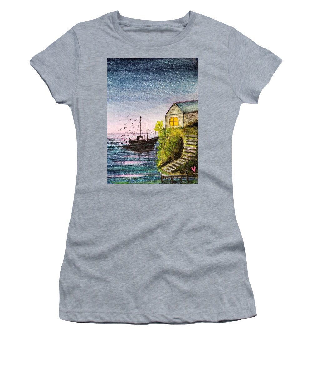 Fishing Women's T-Shirt featuring the painting Heading Home by Deahn Benware