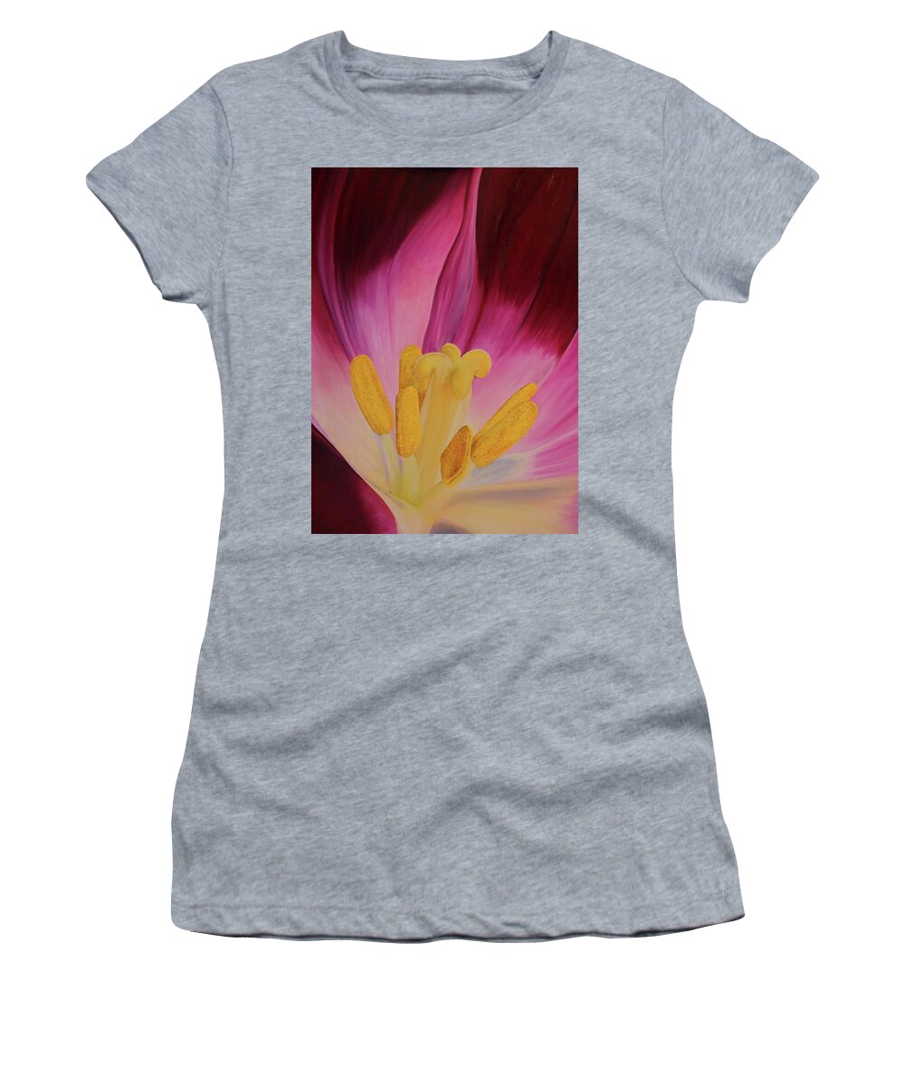 Tulip Women's T-Shirt featuring the painting Heart of tulip by Russell Hinckley