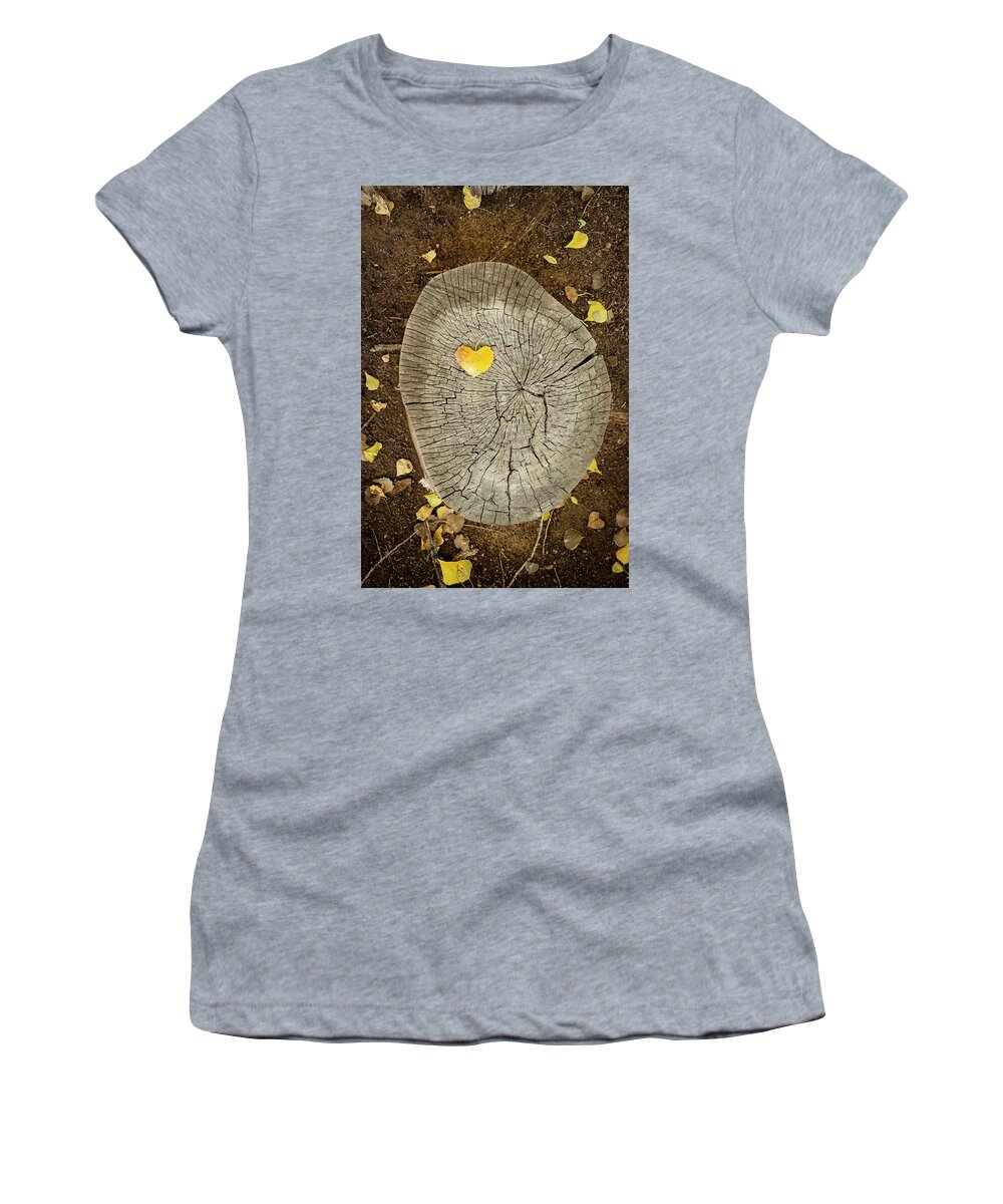 Still Life Women's T-Shirt featuring the photograph Heart Wood by Mary Lee Dereske