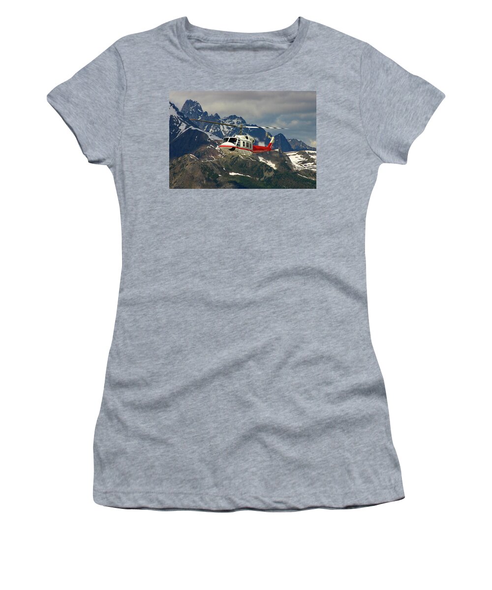 Helicopter Women's T-Shirt featuring the photograph Bugaboo's Heli-hike by Gene Taylor
