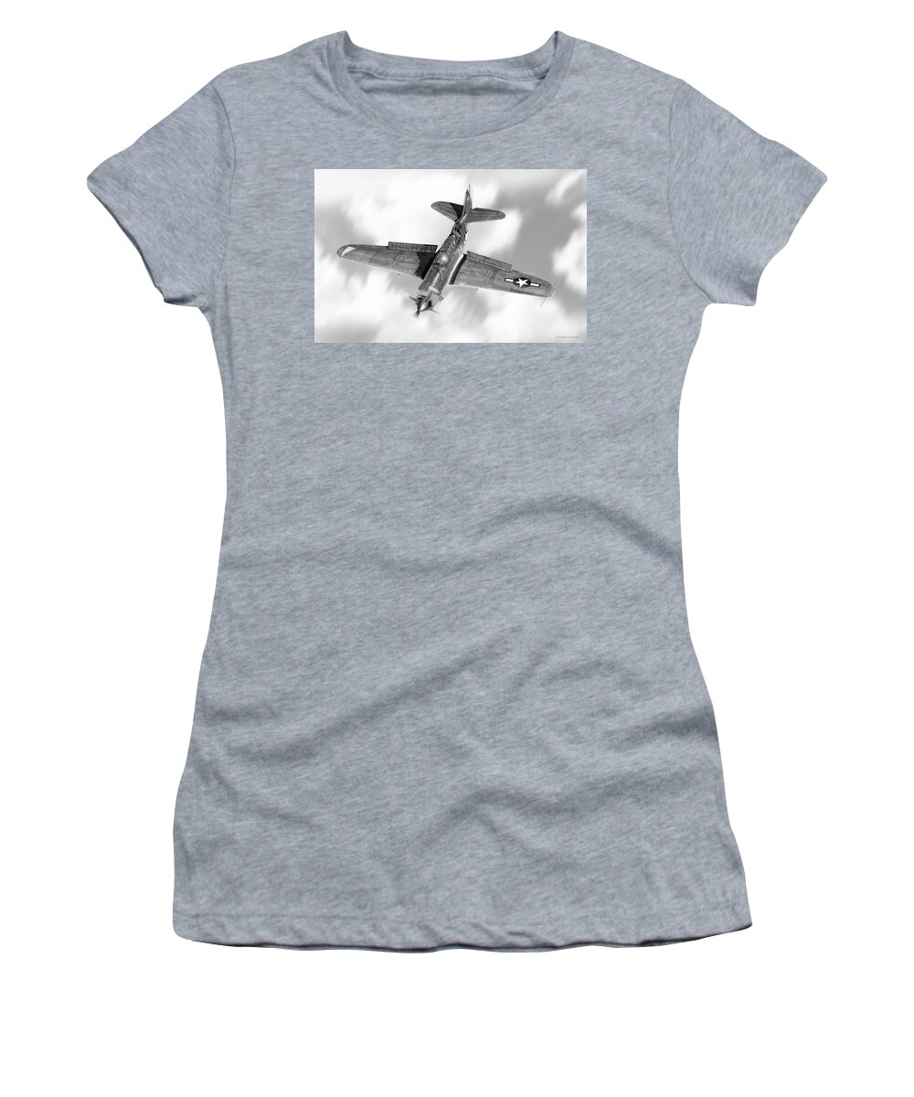 Navy Women's T-Shirt featuring the drawing Helldiver by Douglas Castleman