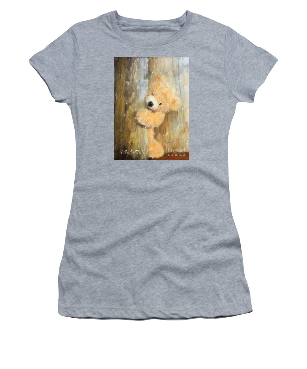 Teddy Bear Women's T-Shirt featuring the drawing Hello Are You OK by Chris Armytage