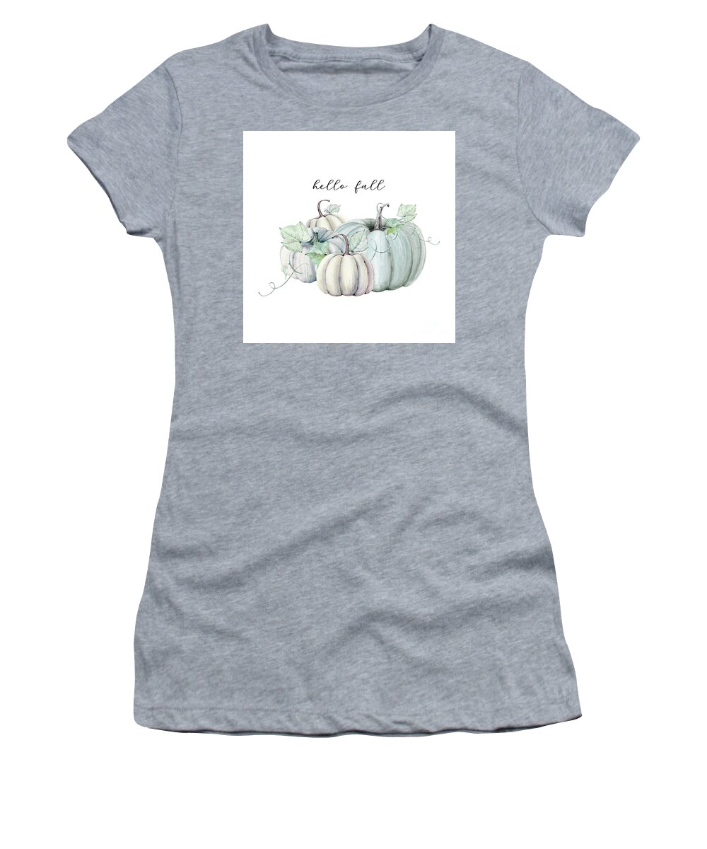 Graphic-design Women's T-Shirt featuring the digital art Hello Fall Blue Pumpkin by Sylvia Cook