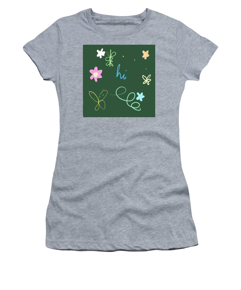Flowers Women's T-Shirt featuring the digital art Hello Garden by Ashley Rice