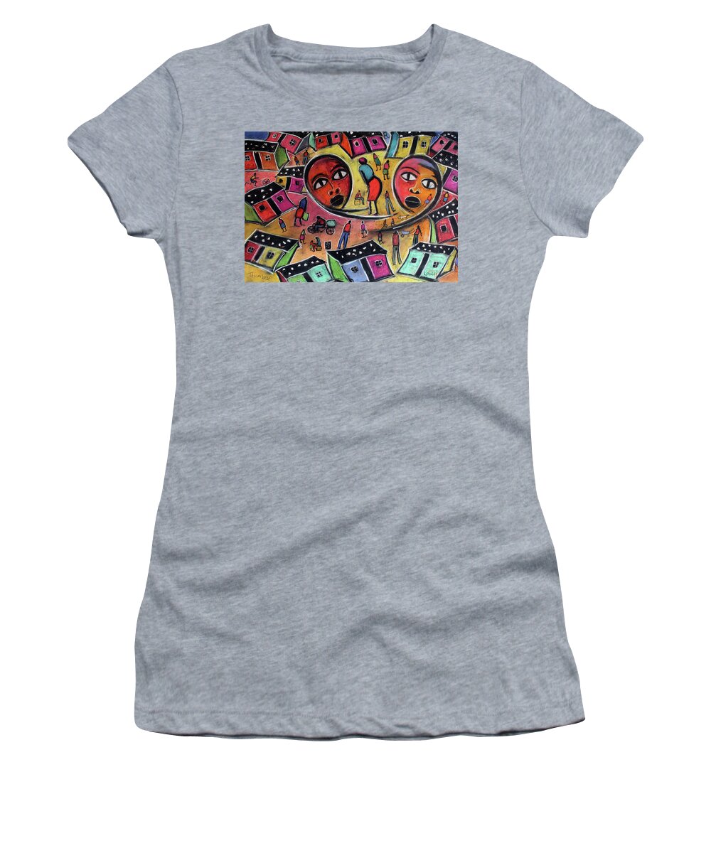  Women's T-Shirt featuring the painting Hey Sister by Eli Kobeli