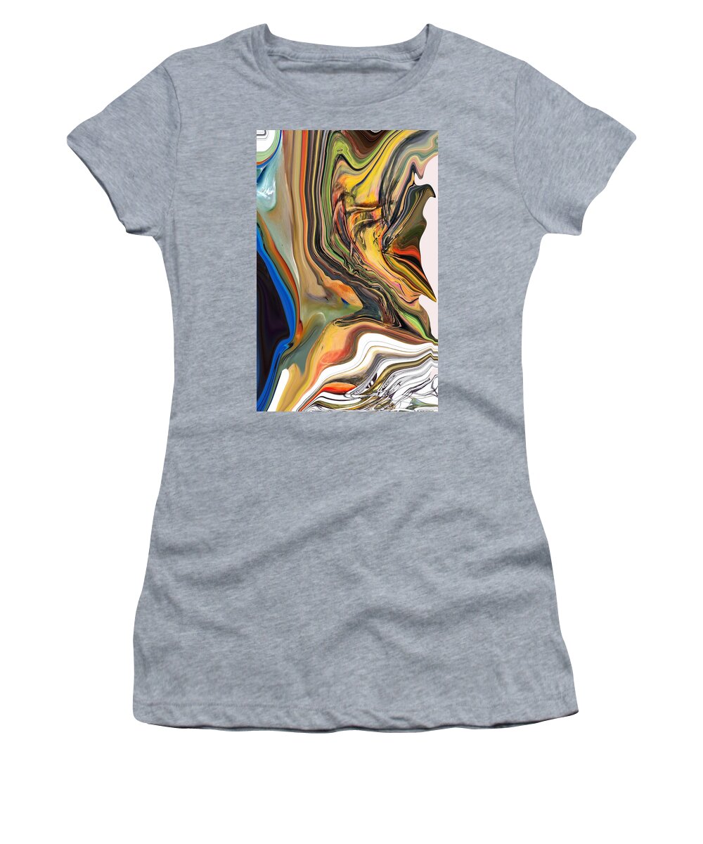 Tree Women's T-Shirt featuring the painting Hidden colors of the trunk of the Pipal Tree by Padamvir Singh