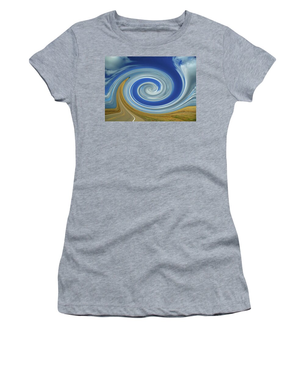 Alberta Women's T-Shirt featuring the photograph Highway to the blue horizon by Steve Estvanik