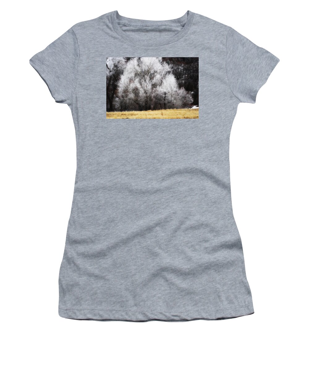 Hoar Frost In The Trees Women's T-Shirt featuring the photograph Hoar Frost by Doug Wittrock