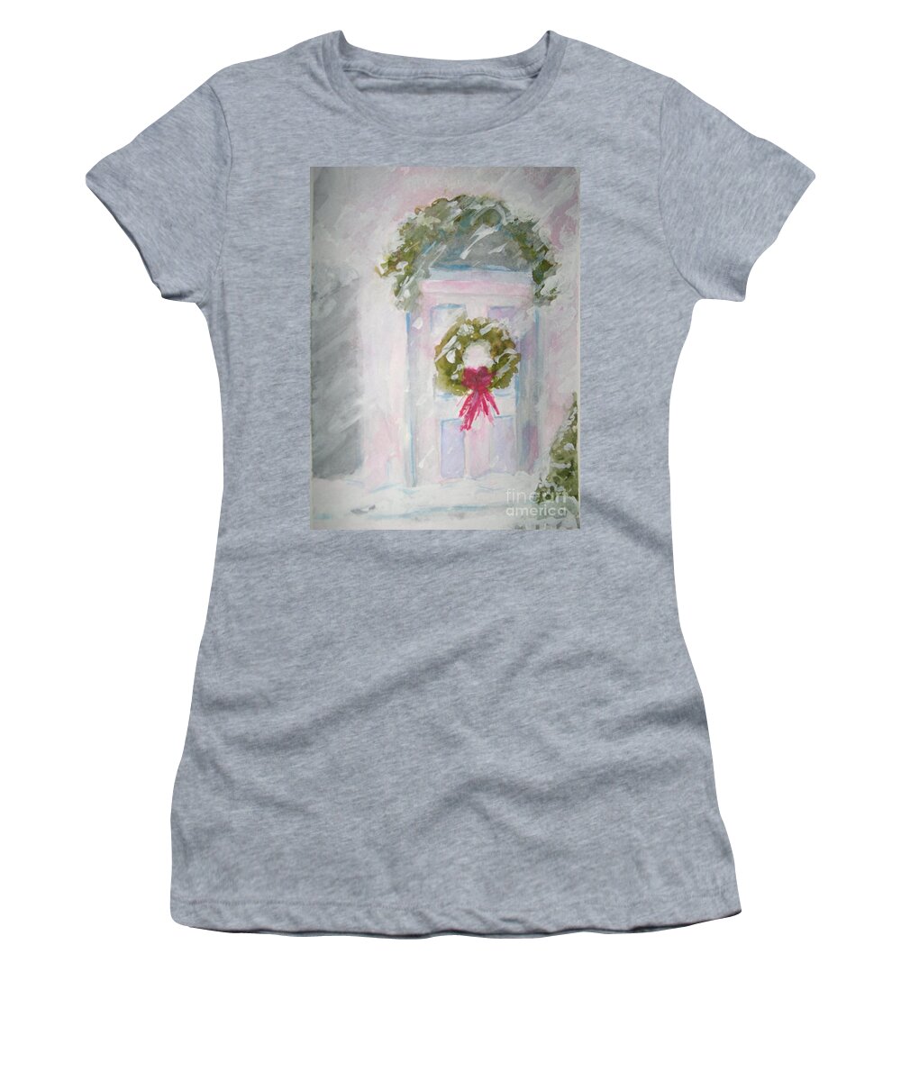 Christmas Women's T-Shirt featuring the painting Home for the Holidays by Patricia Caldwell
