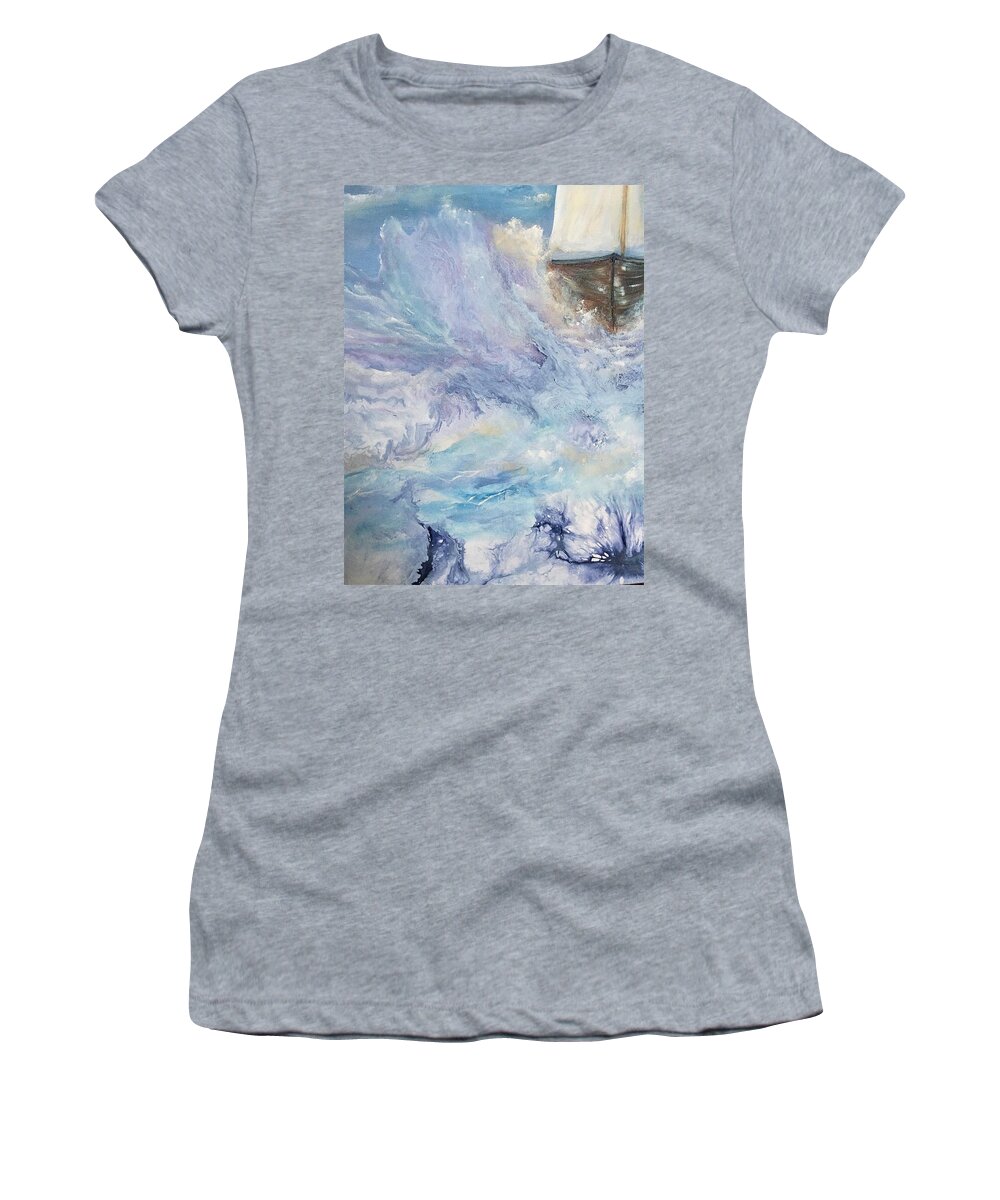 Abstracted Water Women's T-Shirt featuring the painting Homebound Too by Soraya Silvestri
