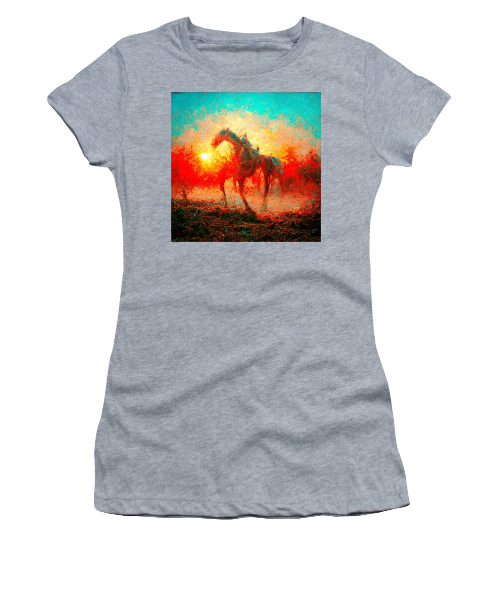 Horse Women's T-Shirt featuring the digital art Horses #3 by Craig Boehman