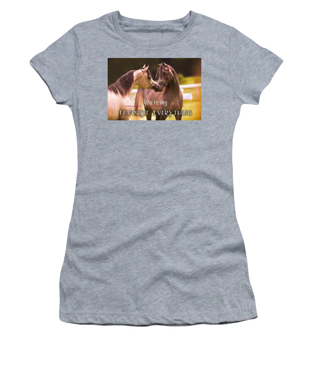Nuzzling Horses Women's T-Shirt featuring the digital art Horses My Everything by Steve Ladner