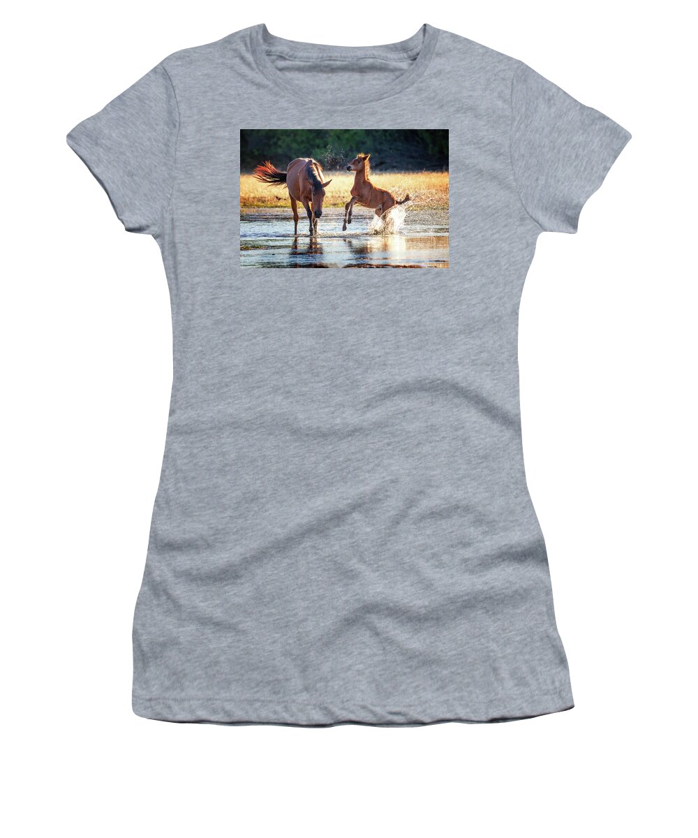 Animal Women's T-Shirt featuring the photograph Horsing Around by Rick Furmanek