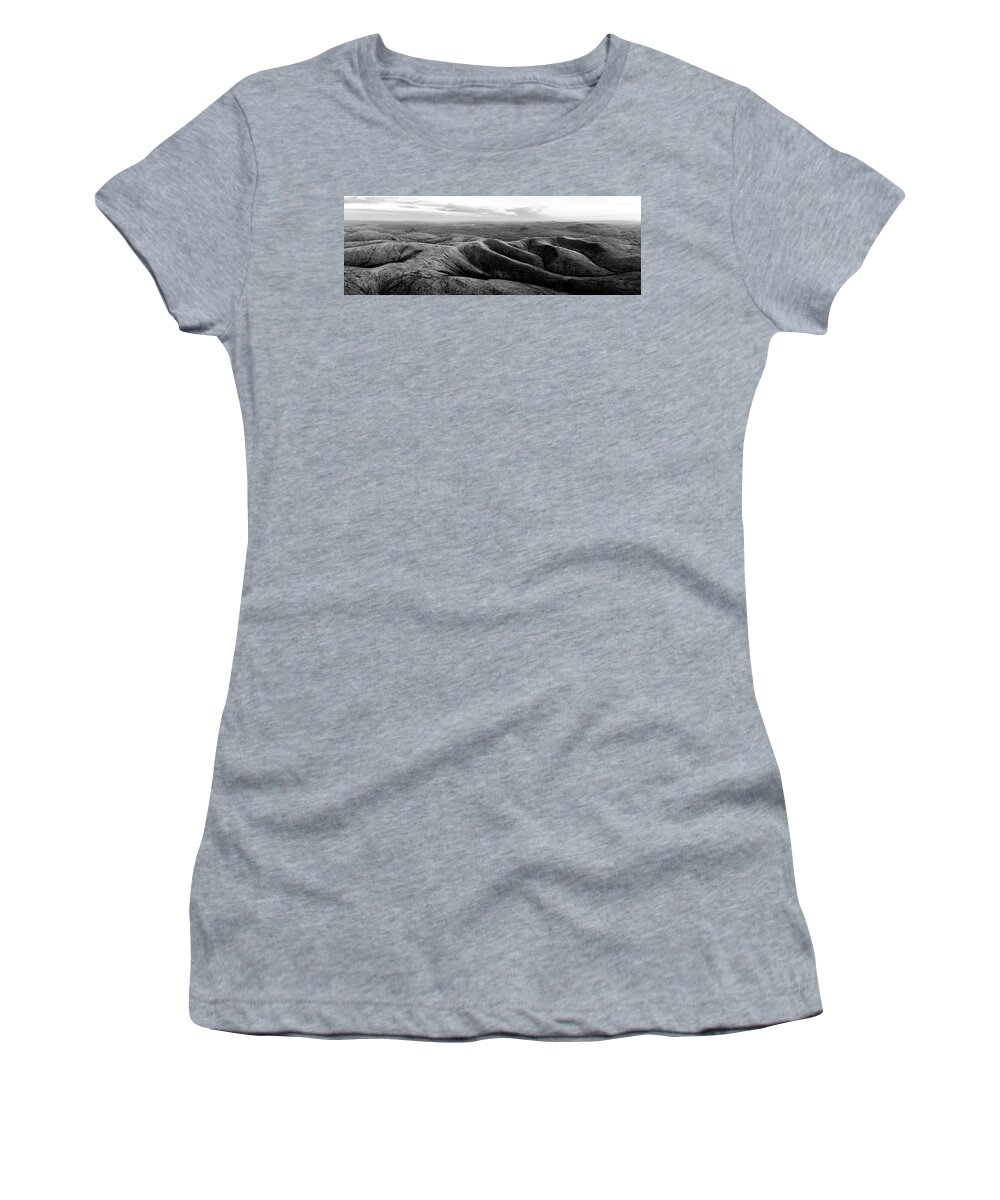 Panorama Women's T-Shirt featuring the photograph Howgill Fells Aerial Black and White Yorkshire Dales Cumbria 2 by Sonny Ryse