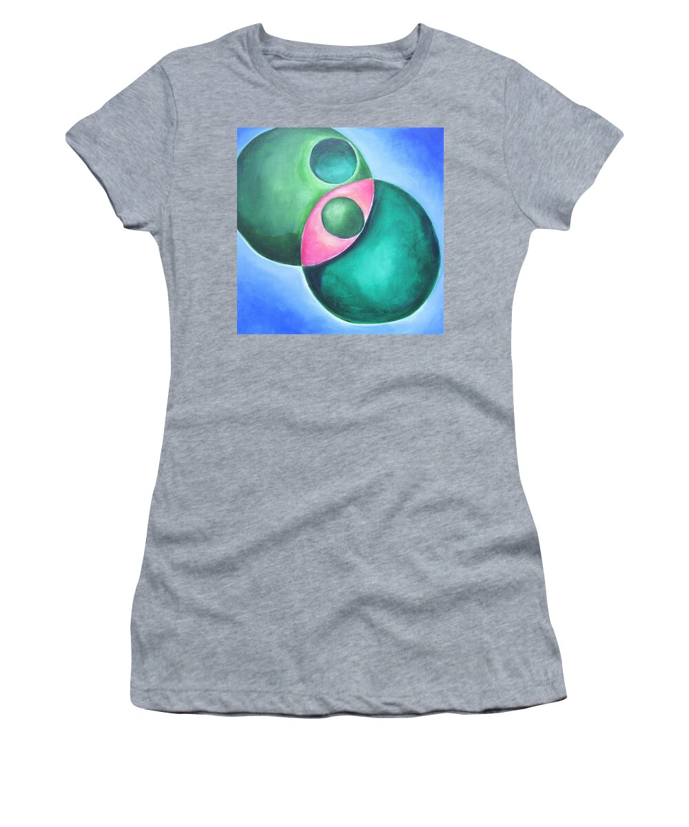 Circles Women's T-Shirt featuring the painting Hugging... when feeling yucky by Jennifer Hannigan-Green