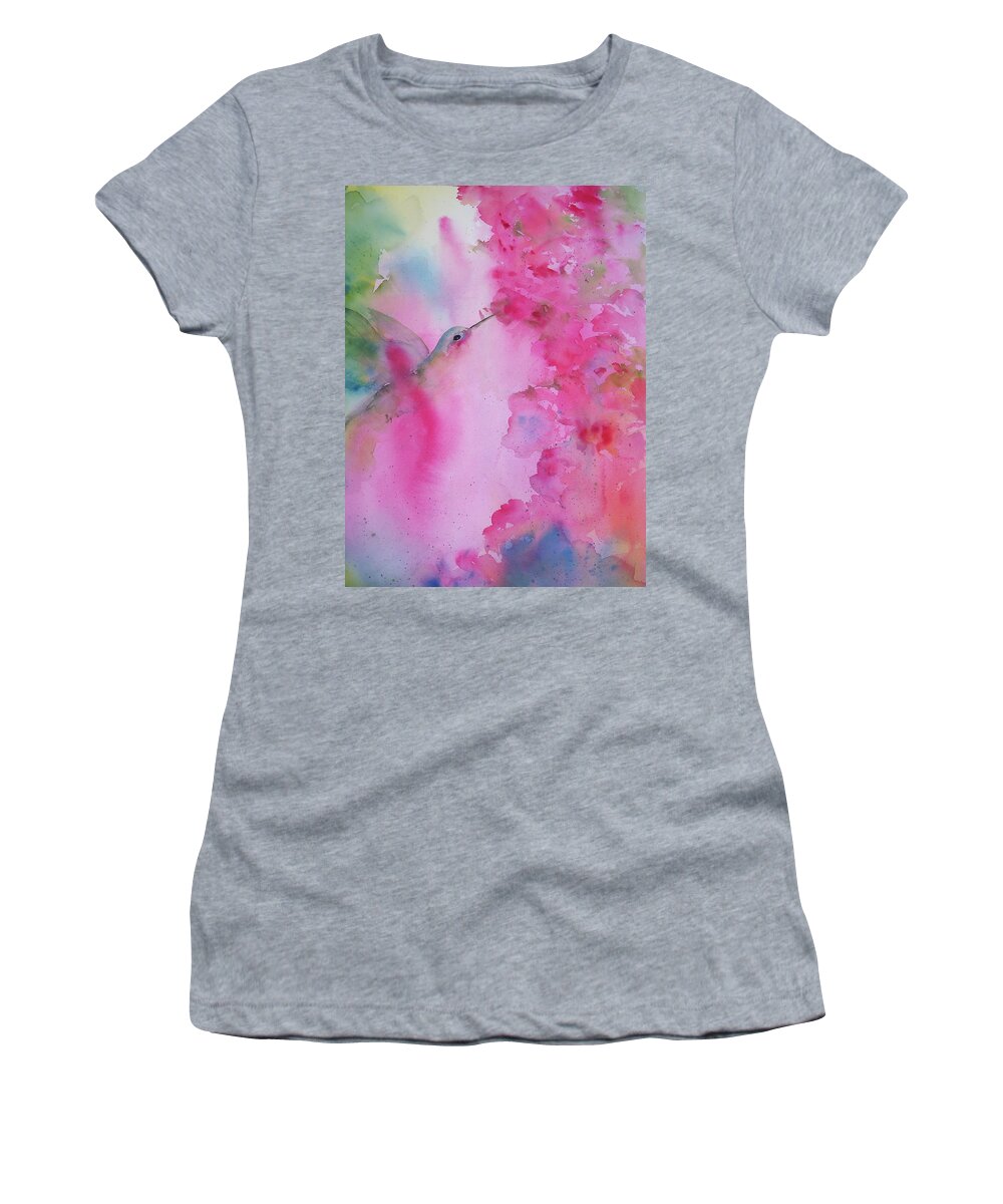 Hummingbird Women's T-Shirt featuring the painting Hummertime by Sandy Collier
