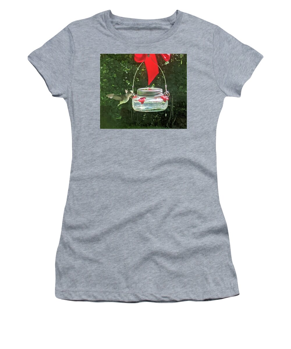  Women's T-Shirt featuring the photograph Hummingbirds Breakfast by Ed Smith