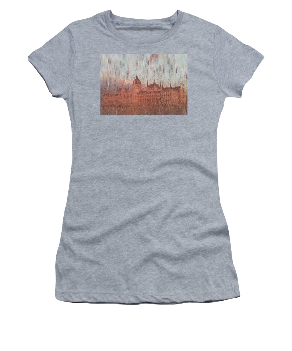 Budapest Women's T-Shirt featuring the painting Hungarian Parliament Building by Alex Mir