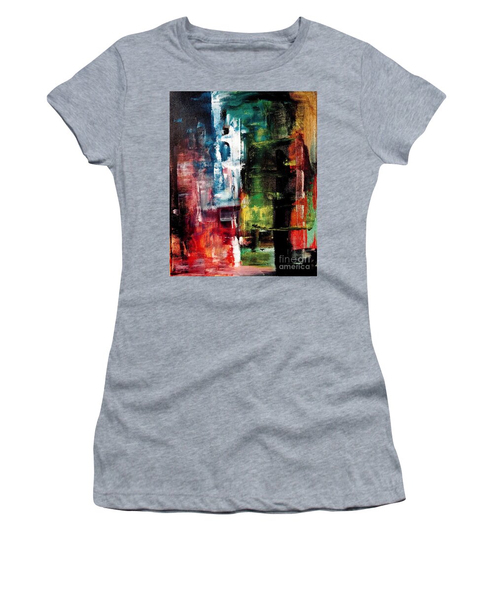 Contemporary Art Women's T-Shirt featuring the painting I stand silent observing them by Jeremiah Ray