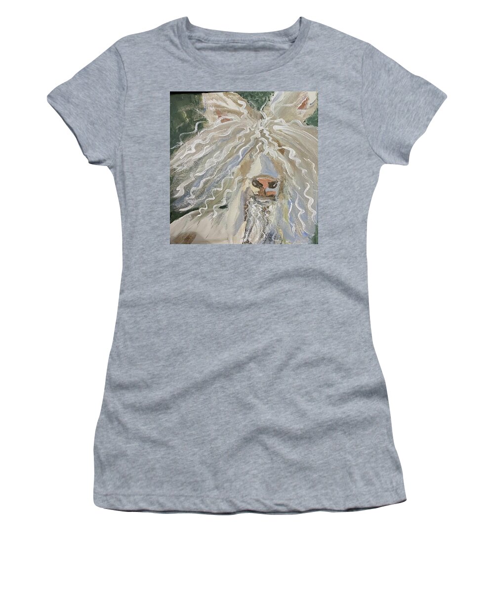 Llama Women's T-Shirt featuring the painting Identity Crisis by Kathy Bee