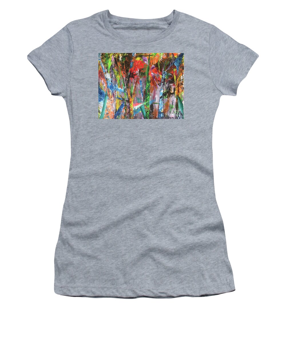 Abstract Women's T-Shirt featuring the painting Illusion by Maria Karlosak