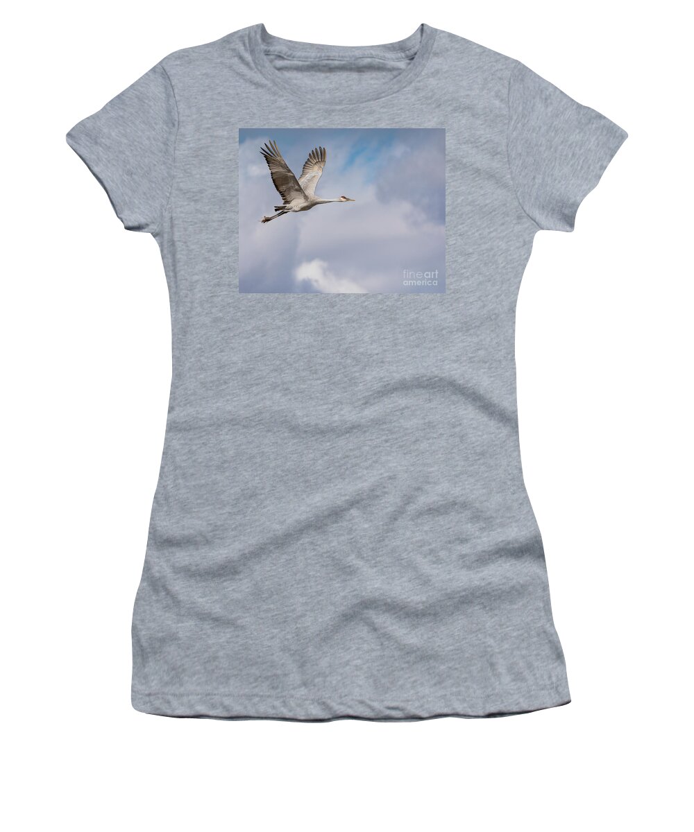 Bosque Del Apache Women's T-Shirt featuring the photograph In Flight by Maresa Pryor-Luzier