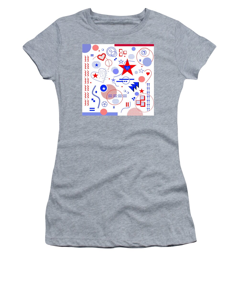 Red Women's T-Shirt featuring the digital art In Memphis Style by Designs By L