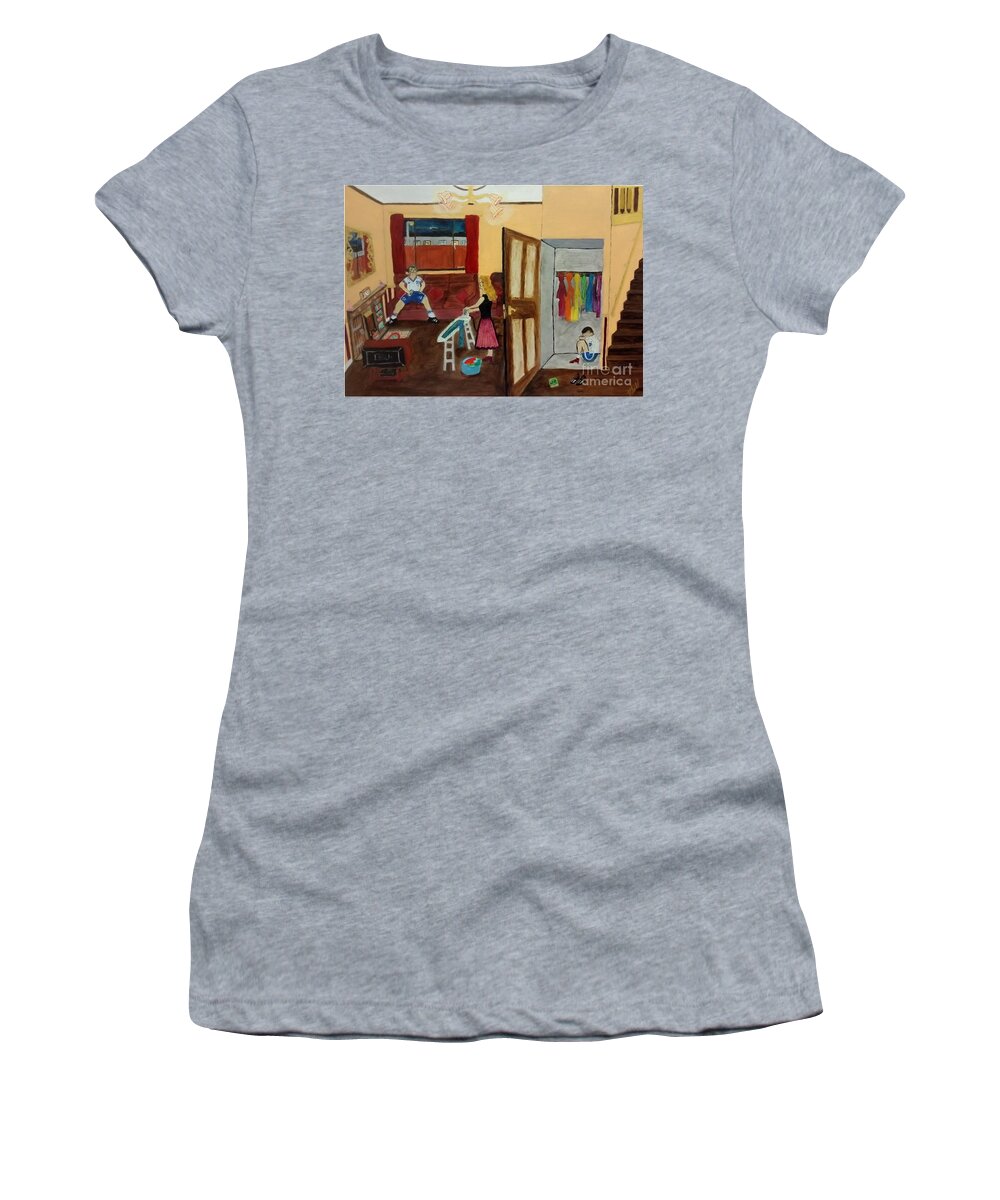 Lgbtq Women's T-Shirt featuring the drawing In the closet 1984 by David Westwood