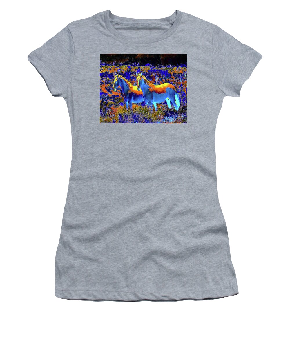 In The Heat Of The Night Women's T-Shirt featuring the painting In the Heat of the Desert Night by Bonnie Marie