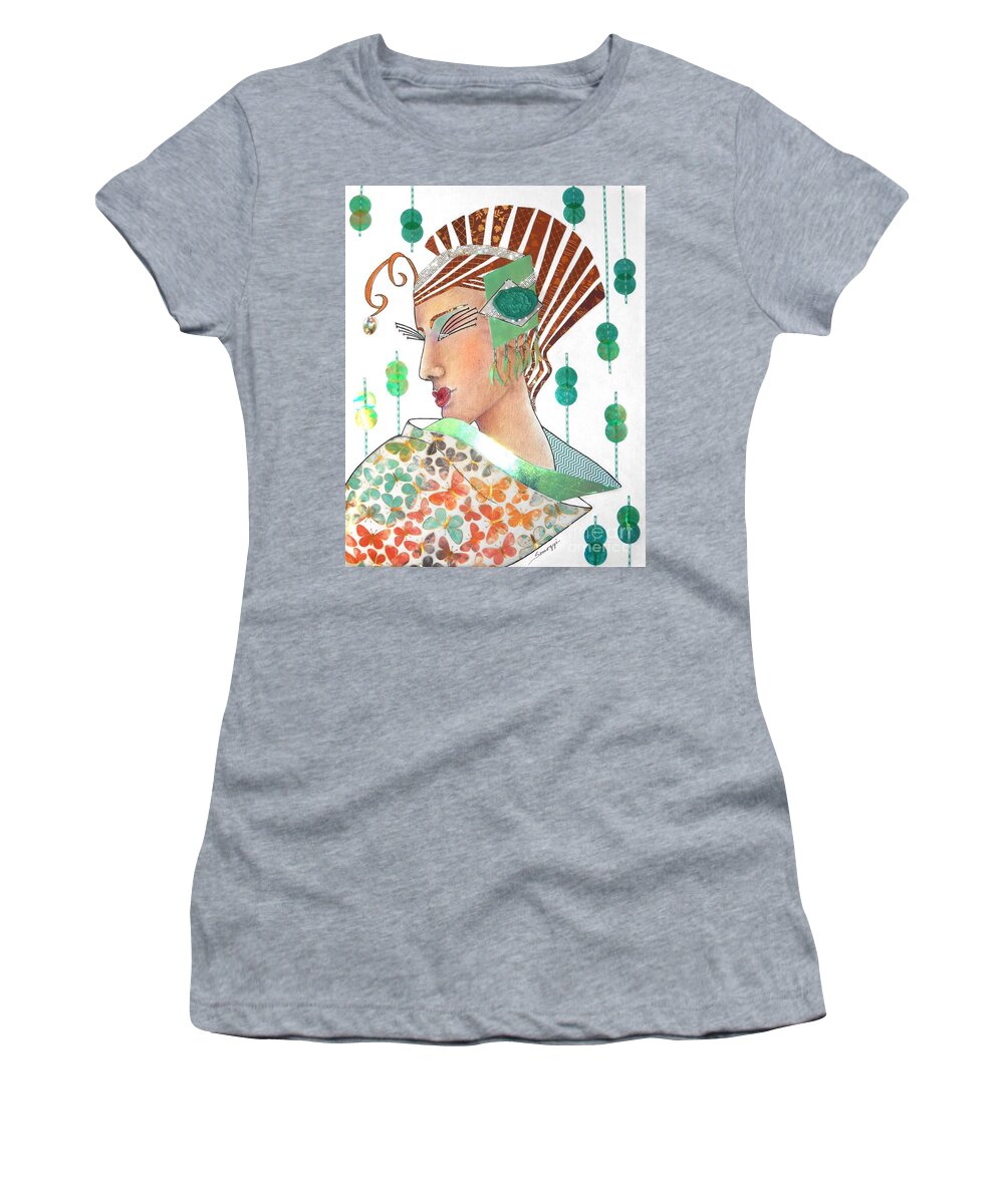 Futuristic Women's T-Shirt featuring the mixed media In the Year 2525 -- a Geisha by Jayne Somogy