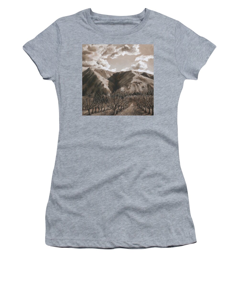 Landscape Women's T-Shirt featuring the drawing Indian Hill by Jordan Henderson