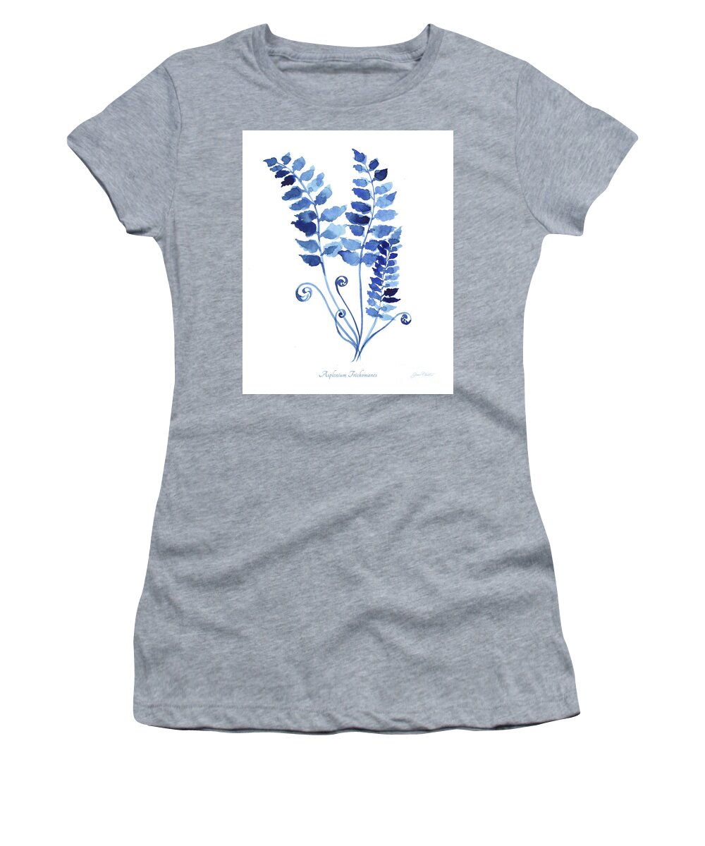 Indigo Women's T-Shirt featuring the painting Indigo Botanical 9 by Jean Plout