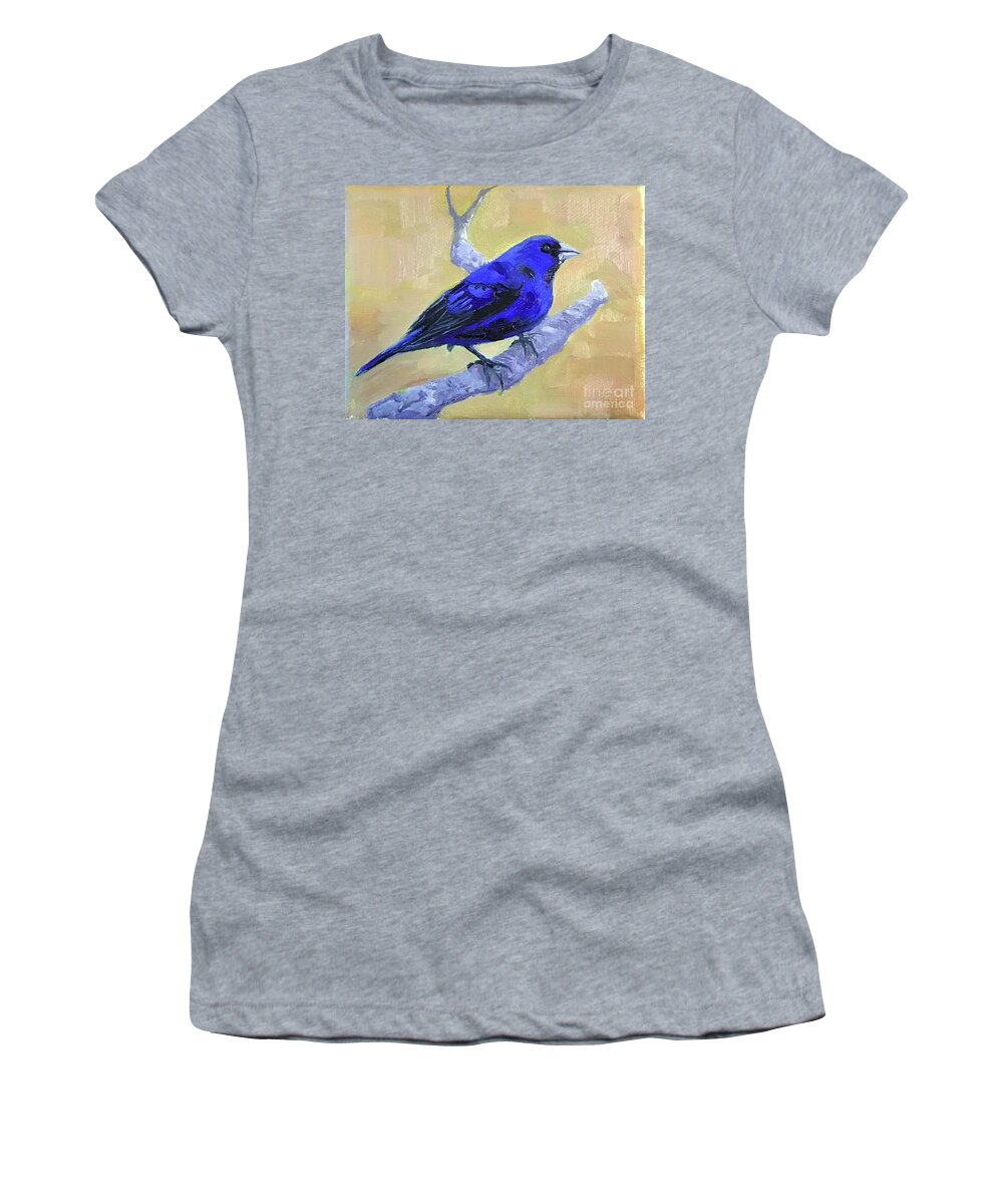Bird Women's T-Shirt featuring the painting Indigo Bunting by Anne Marie Brown