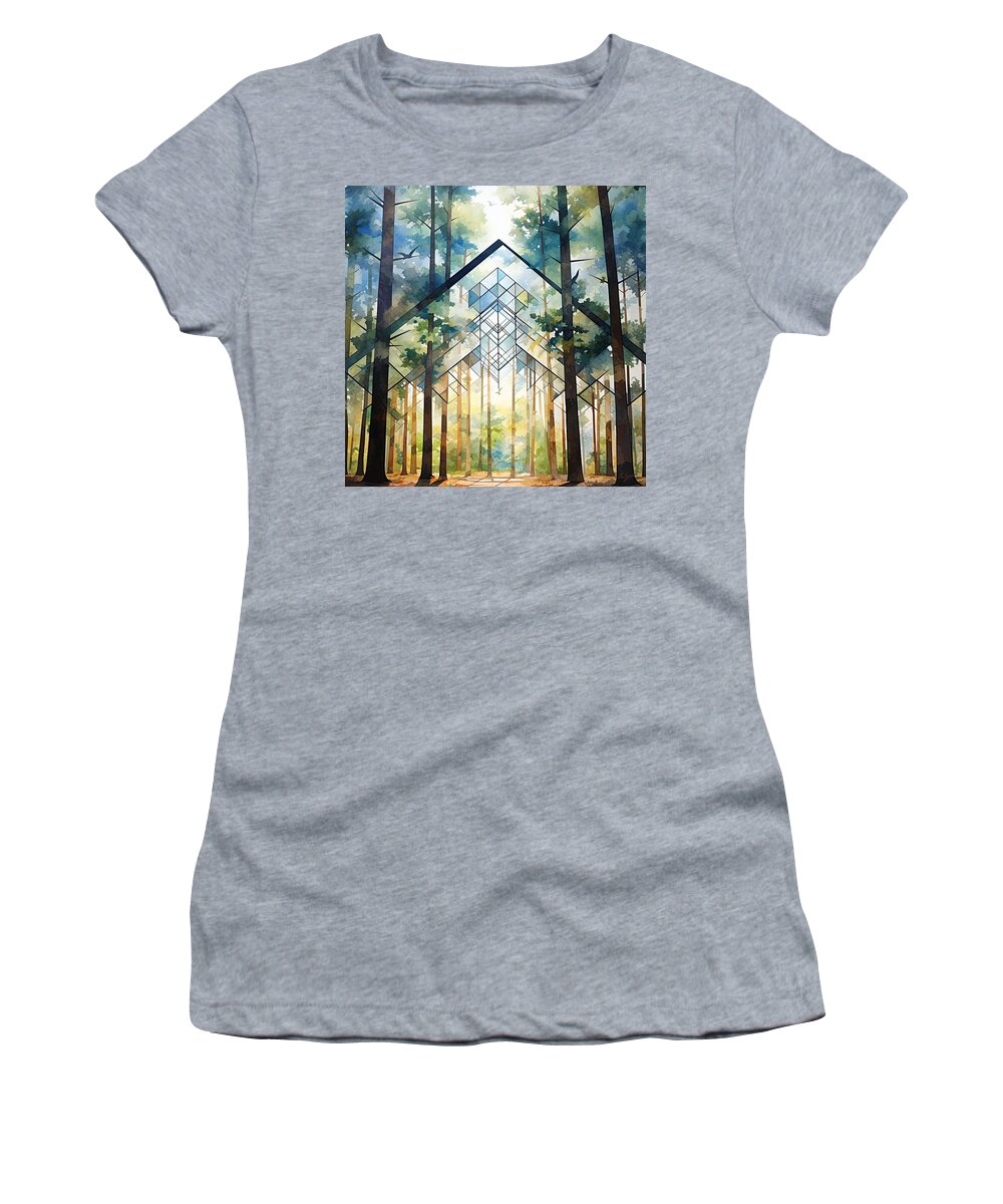Blue And Green Art Women's T-Shirt featuring the painting Indigo Serenity - Blue and Green Art by Lourry Legarde
