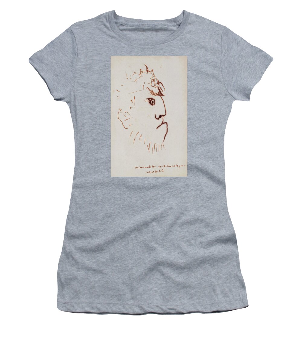 19th Century Painters Women's T-Shirt featuring the drawing Infallible Criminalist and Demonologist by Victor Hugo