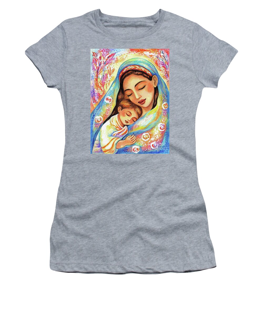Mother And Child Women's T-Shirt featuring the painting Inner Silence by Eva Campbell