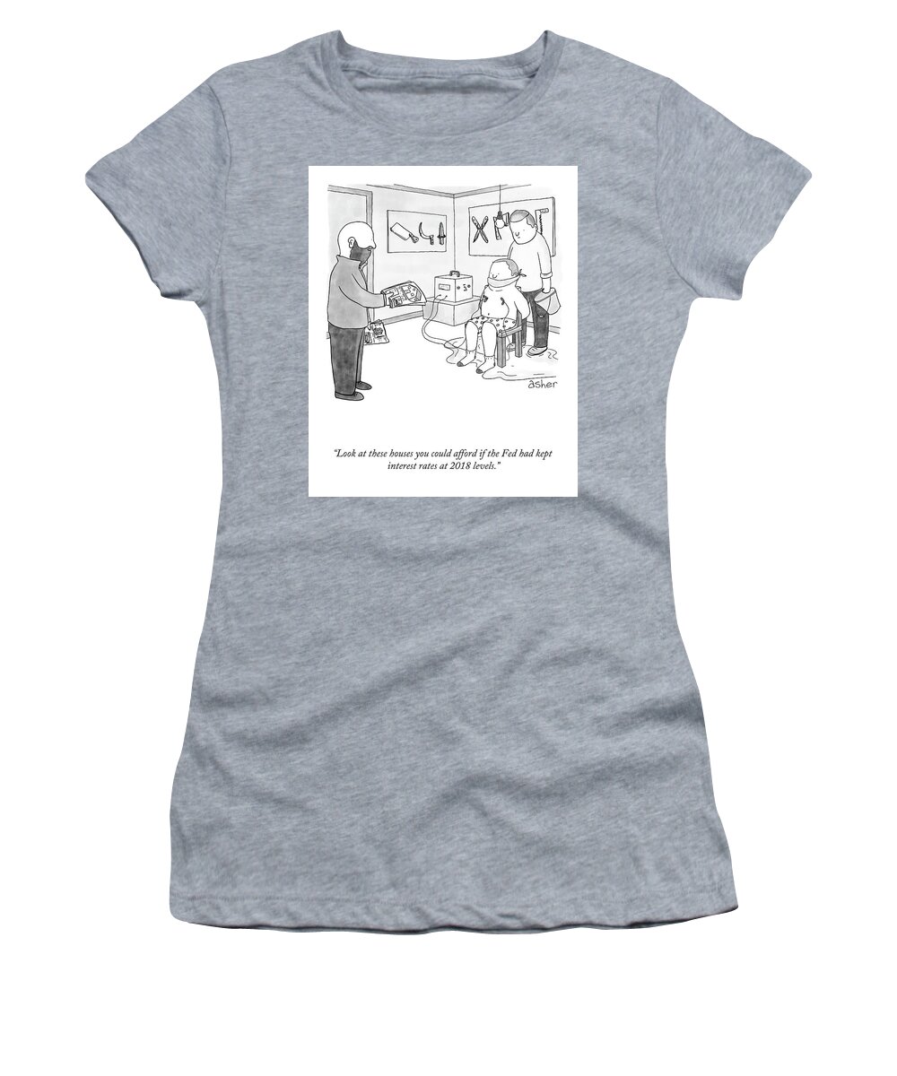 A28613 Women's T-Shirt featuring the drawing Interest Rate Torture by Asher Perlman