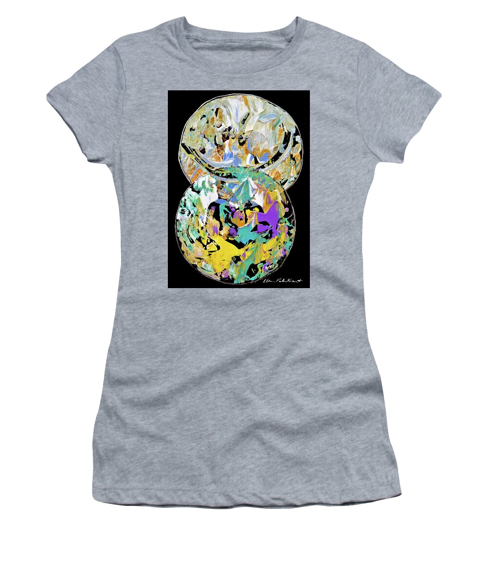 Wall Art Women's T-Shirt featuring the painting Interplanetary Dance - Vertical by Ellen Palestrant